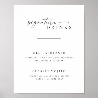 Poster Chic + Simple Script Mariage Signature Boissons Si