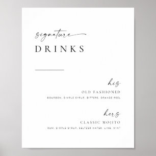 Poster Chic + Simple Script Mariage Signature Boissons Si