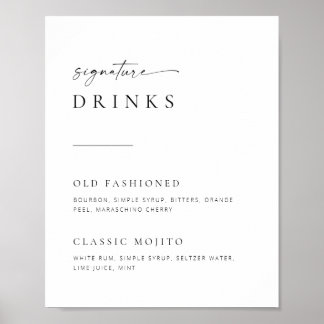 Poster Chic + Simple Script Mariage Signature Boissons Si
