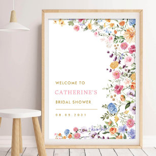 Poster Chic Spring Garden Floral Fête des mariées Bienven