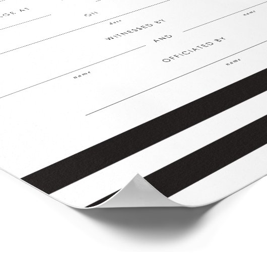 Poster Chic Stripes Conserver le certificat de mariage (Coin)