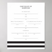 Poster Chic Stripes Conserver le certificat de mariage (Devant)