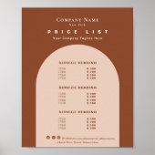 Poster Chic Terracotta Tone Tone Retro Arch Tarifs (Devant)