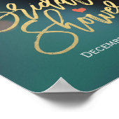 Poster Chic Turquoise Gold Bokeh Lights Fête des mariées (Coin)