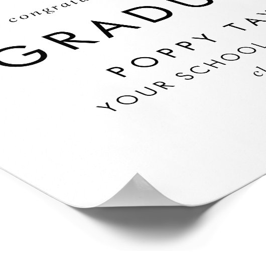 Poster Chic Typographie Félicitations Diplômé (Coin)