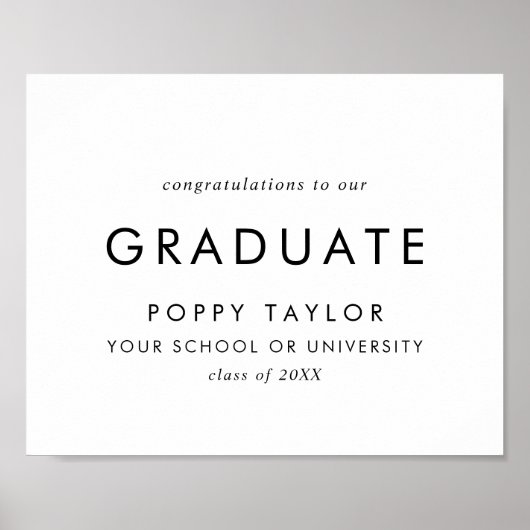 Poster Chic Typographie Félicitations Diplômé (Devant)