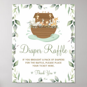 Poster Chic Verdure Baby shower Arche Noah's Diaper Raffl