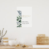 Poster Chic vert feuillage Tropical Mariage Bienvenue (Cuisine)