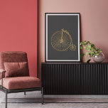 Poster Chic Vintage Penny Farthing Bike Gold Parties scin<br><div class="desc">Cette affiche élégante présente un vélo vintage à l'ancienne,  penny farthing,  en parties scintillant fausse or,  sur un arrière - plan gris charbon.</div>