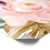 Poster Chic Violet Blush Tropical Floral Vert Baptême (Coin)