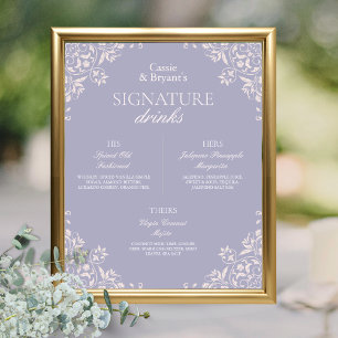 Poster Chic Violet Français Lilac Mariage Signature Boiss