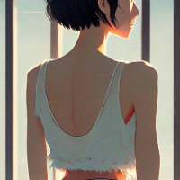 Chica usando shorts de mezclilla ilustración anime