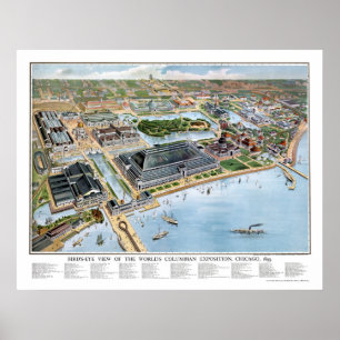 Poster Chicago Columbian Expo, IL Panoramic Map - 1893