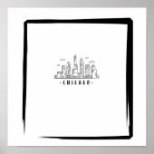 Poster Chicago Downtown noir et blanc (Devant)