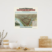 Poster Chicago Elevated Trains, IL Panoramic Map - 1893 (Cuisine)