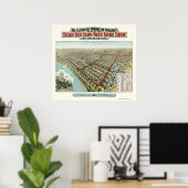 Poster Chicago Elevated Trains, IL Panoramic Map - 1893 (Bureau à domicile)