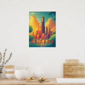 Poster Chicago Iconic Skyline & Lake Michigan (Cuisine)