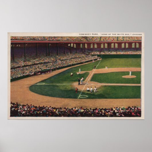 Poster Chicago, IL - Comiskey Park, Home Plate, Basebal (Devant)