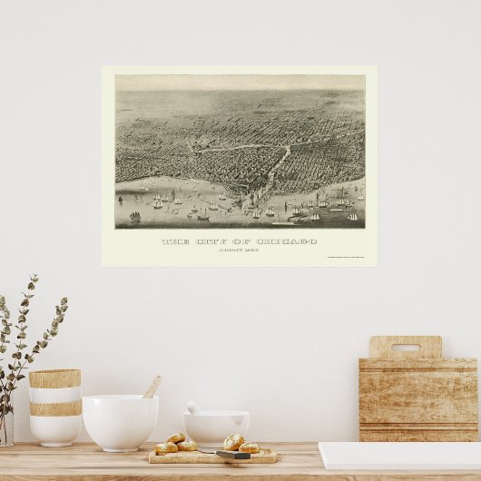 Poster Chicago, IL Panoramic Map - 1860 (Cuisine)