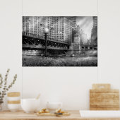 Poster Chicago, IL - Pont DuSable construit en 1920 - NB (Cuisine)
