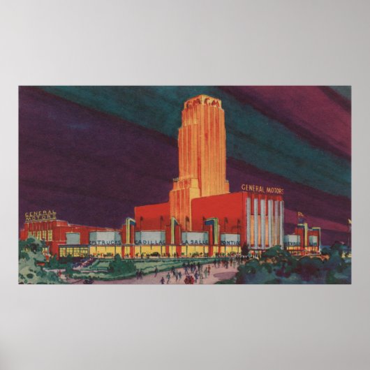 Poster Chicago, IL - Vue du bâtiment General Motors (Devant)