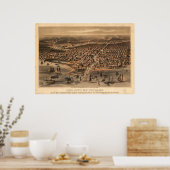 Poster Chicago Illinois 1871 Antique carte panoramique (Cuisine)