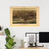 Poster Chicago Illinois 1892 Antique carte panoramique (Bureau à domicile)