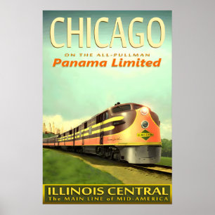 Poster CHICAGO Illinois Central Railroad PANAMA Limited