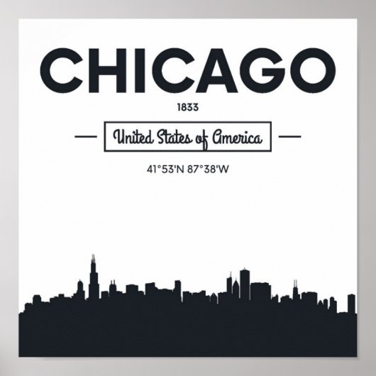 Poster Chicago, Illinois | Coordonnées de la ville (Devant)
