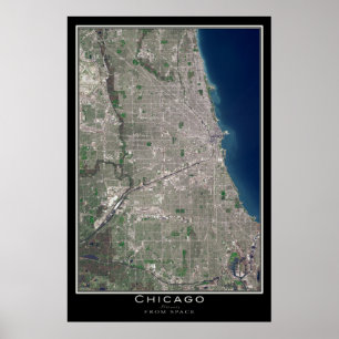 Poster Chicago Illinois De La Carte Satellite Spatiale