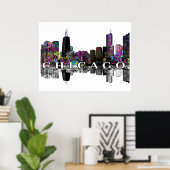 Poster Chicago, Illinois en graffiti (Bureau à domicile)