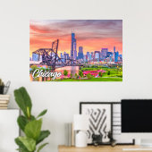 Poster Chicago, Illinois, États-Unis (Bureau à domicile)