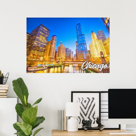 Poster Chicago, Illinois, États-Unis (Bureau à domicile)
