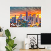 Poster Chicago, Illinois, États-Unis (Bureau à domicile)