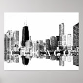 Poster Chicago, Illinois in black and white (Devant)