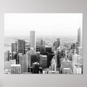 Poster Chicago Illinois noir et blanc