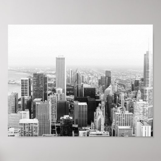Poster Chicago Illinois noir et blanc (Devant)