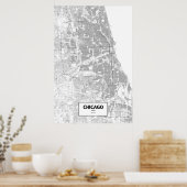 Poster Chicago, Illinois (noir sur blanc) (Cuisine)