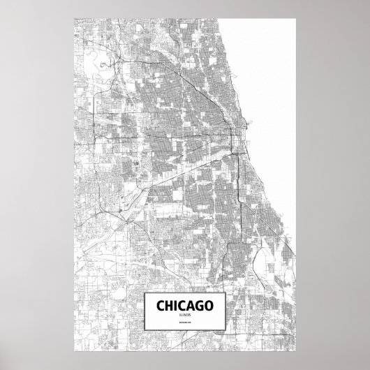 Poster Chicago, Illinois (noir sur blanc) (Devant)