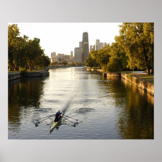 Poster Chicago, Illinois, rameurs dans la lagune de Linco (Devant)
