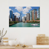 Poster Chicago Illinois River Skyline (Cuisine)