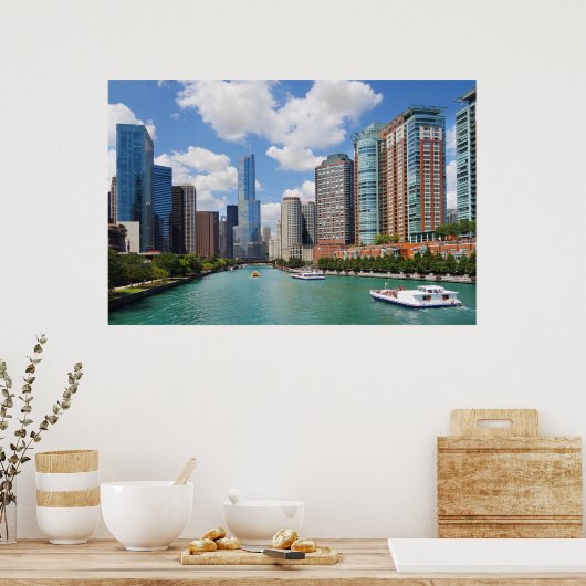 Poster Chicago Illinois River Skyline (Cuisine)