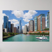 Poster Chicago Illinois River Skyline (Devant)