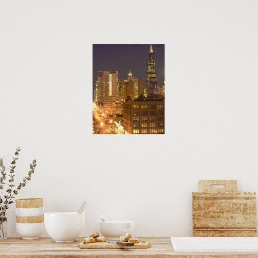 Poster Chicago, Illinois, Skyline de West Loop à (Cuisine)