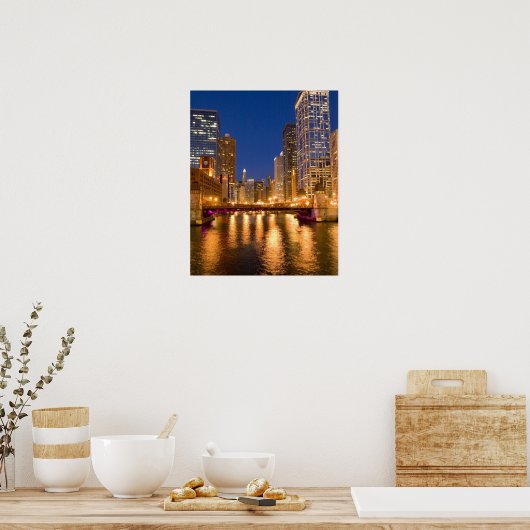Poster Chicago, Illinois, Skyline et Chicago River (Cuisine)