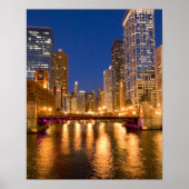 Poster Chicago, Illinois, Skyline et Chicago River (Devant)