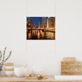 Poster Chicago, Illinois, Skyline et Chicago River au 2 (Cuisine)