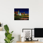 Poster Chicago Illinois Skyline la nuit (Bureau à domicile)