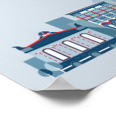 Poster Chicago, Illinois | Skyline rouge, blanc et bleu (Coin)