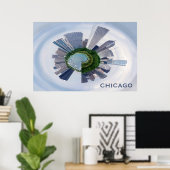 Poster Chicago Illinois Unique City Skyline Voyage Photo (Bureau à domicile)